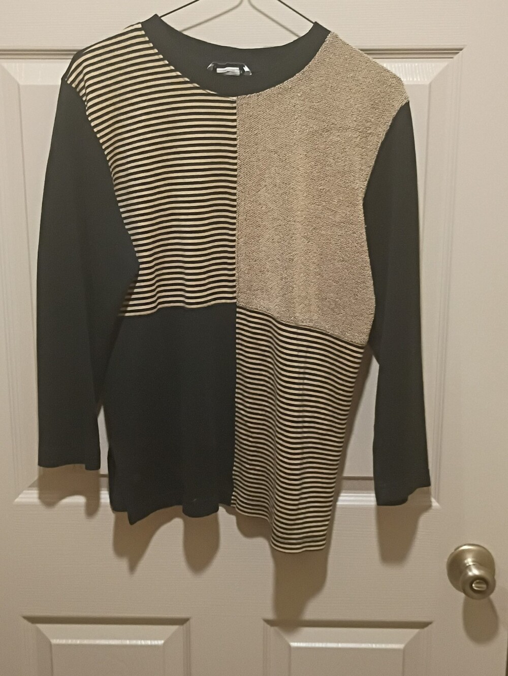 Vintage eccobay Long sleeve knit color block pullover top size Medium GUC